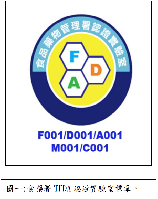 圖一：食藥署TFDA認證實驗室標章。