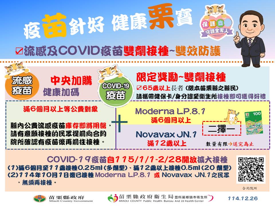 冷氣團來襲 呼籲民眾儘速施打公費流感及COVID-19疫苗