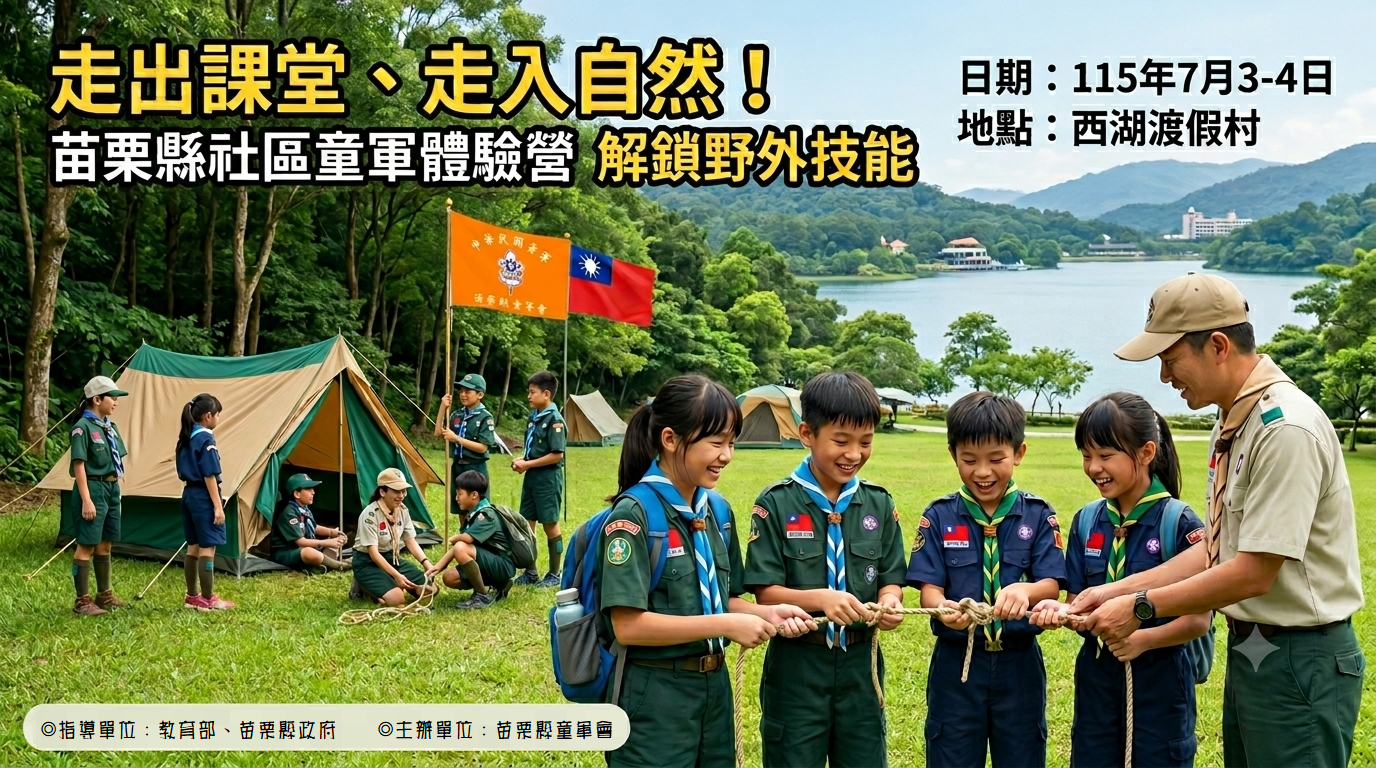 走出課堂走入自然！苗栗縣社區童軍體驗營7/3開跑 解鎖野外技能