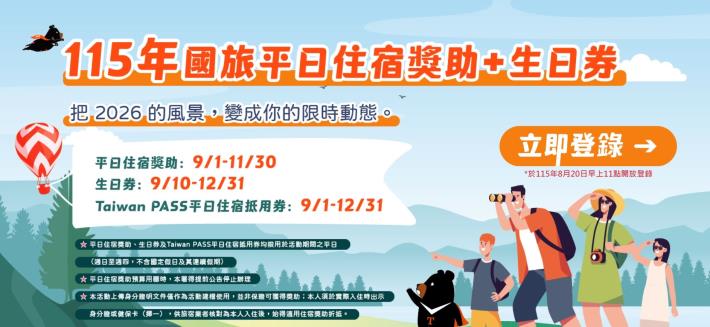 115年國旅平日住宿獎助