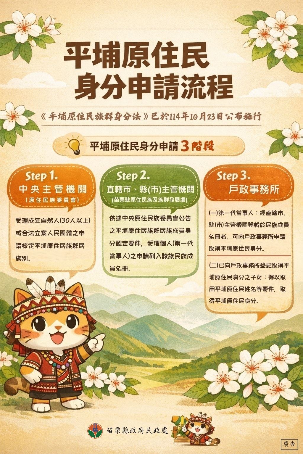 《平埔原住民族群身分法》已於114年10月23日公布施行~