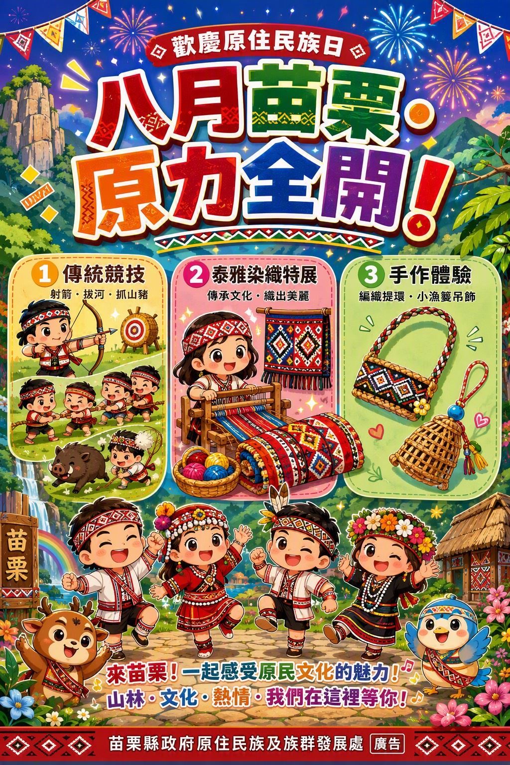 歡慶原住民族日 「八月苗栗・原力全開！」 原民八月系列活動熱情登場 傳統競技、特展、手作一次體驗
