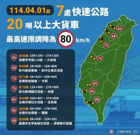 114年交通安全宣導-【新規定上路！台72線大貨車降速執法，違規最高罰3萬6,000元】