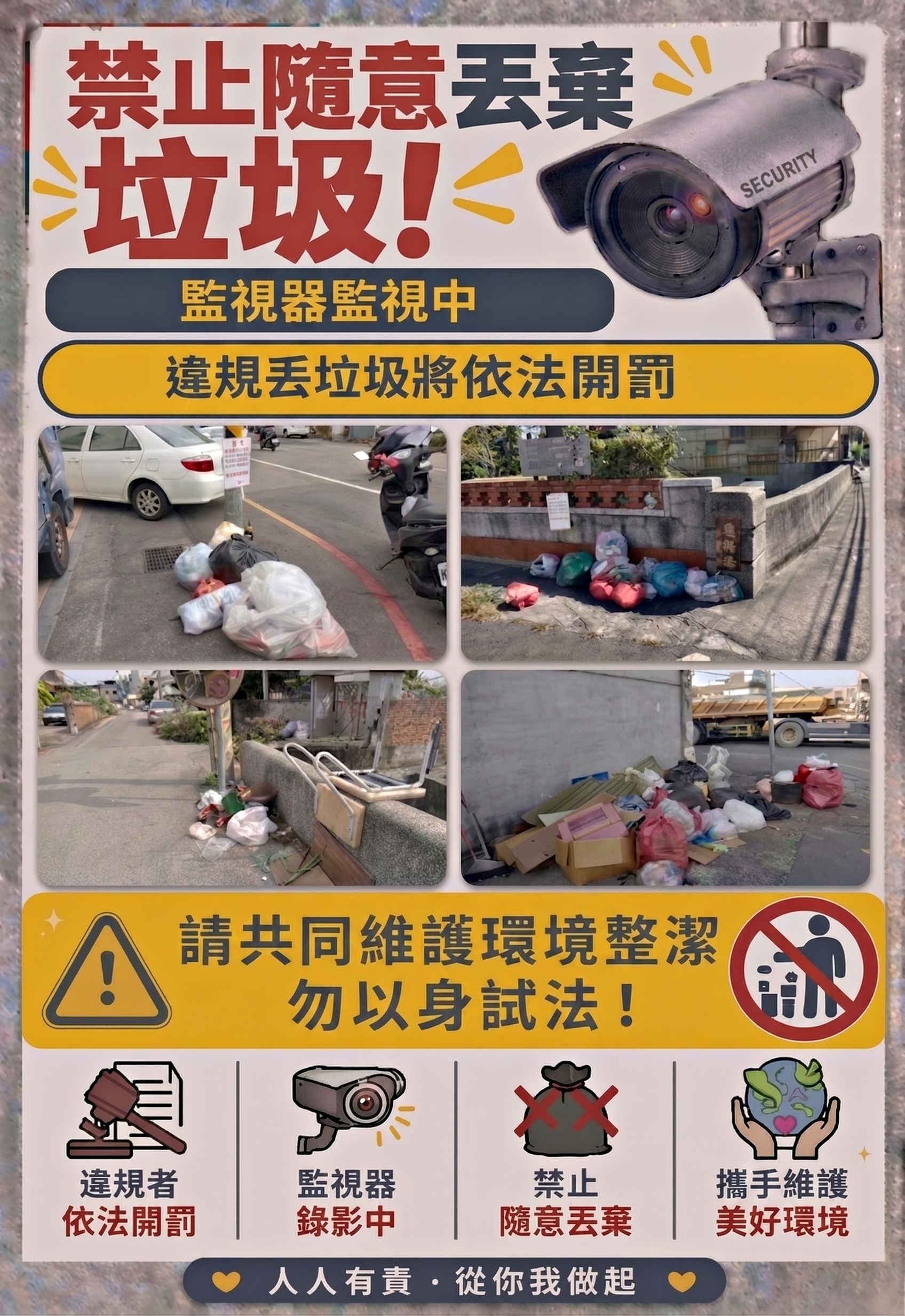 遏止路邊垃圾堆頭，苗栗市公所增設移動式監視器取締